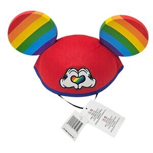 Mickey Mouse Ears Rainbow Heart Hands Adult Hat - Disney Theme Parks Pride 2018